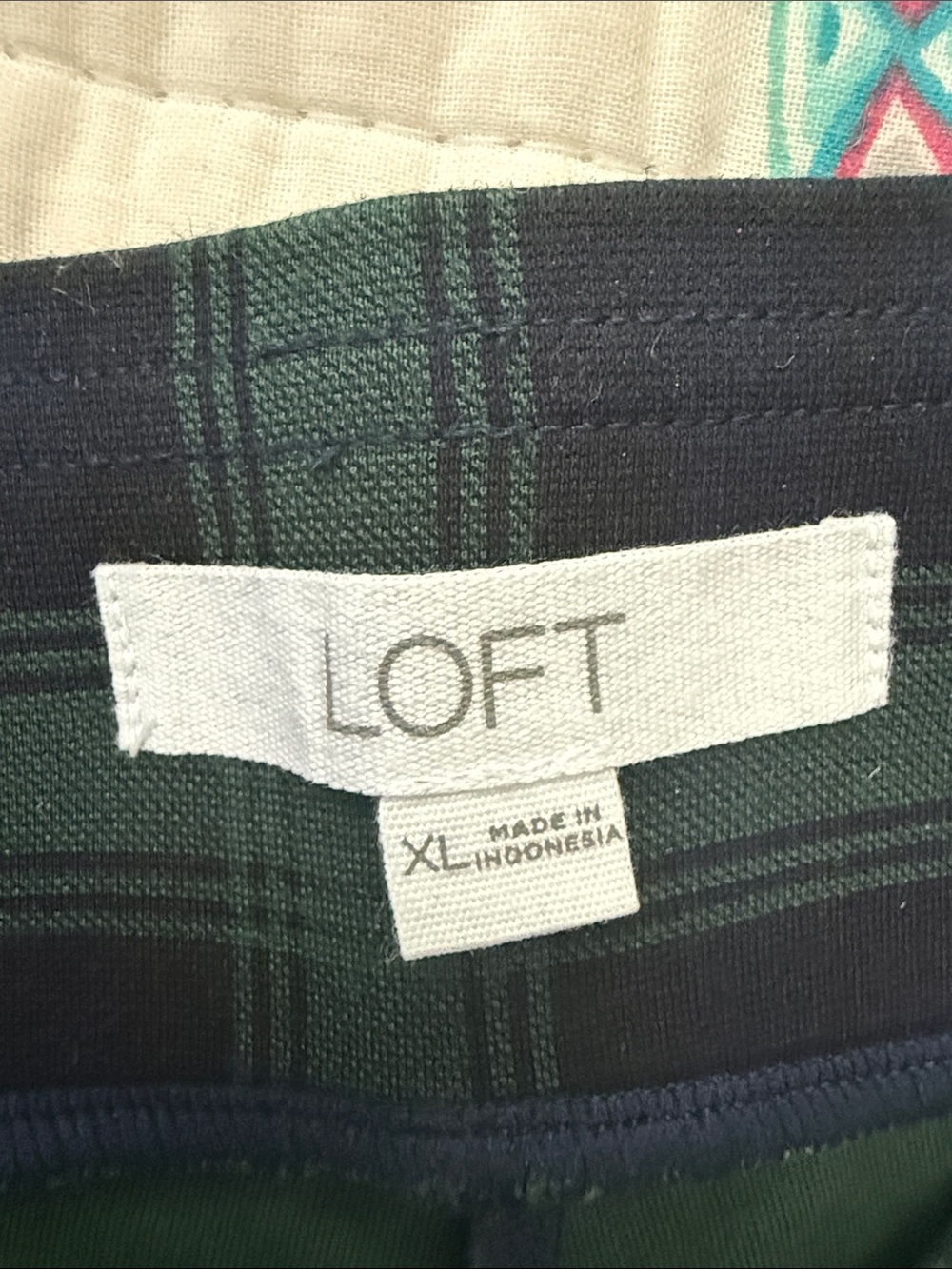 LOFT Green and Blue Plaid Pants